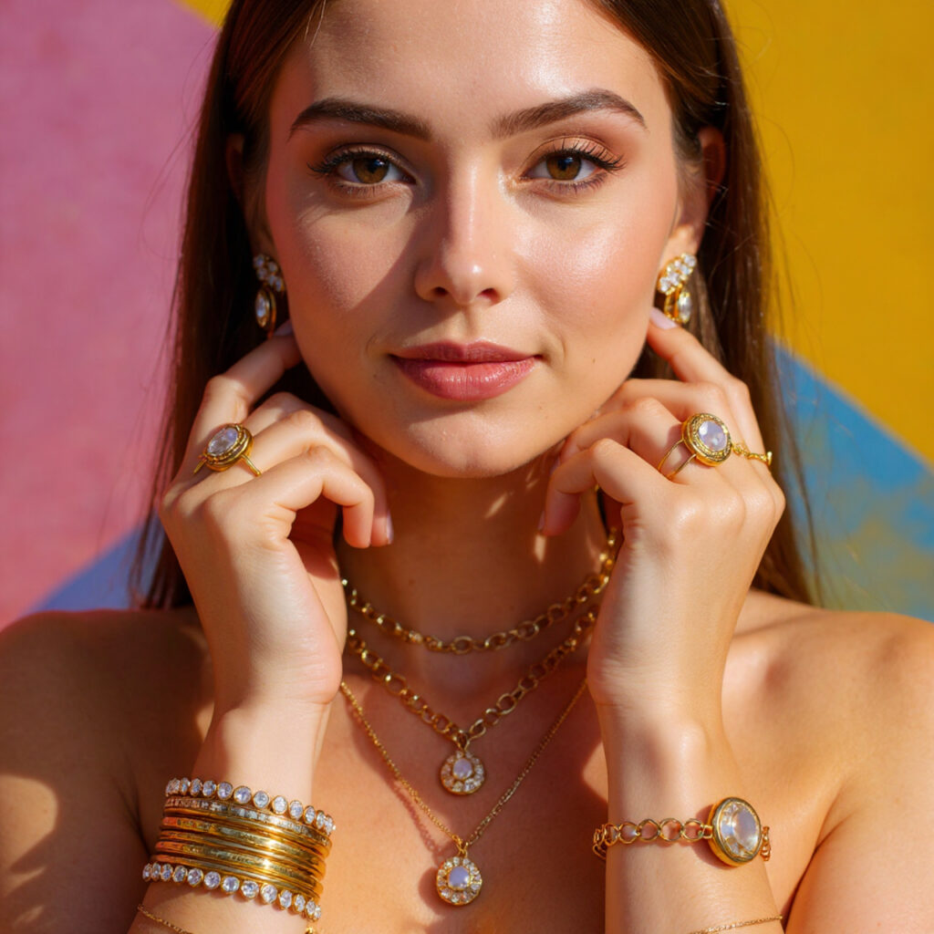 Trendy jewellery for youth, including rings, bracelets, necklaces, and earrings