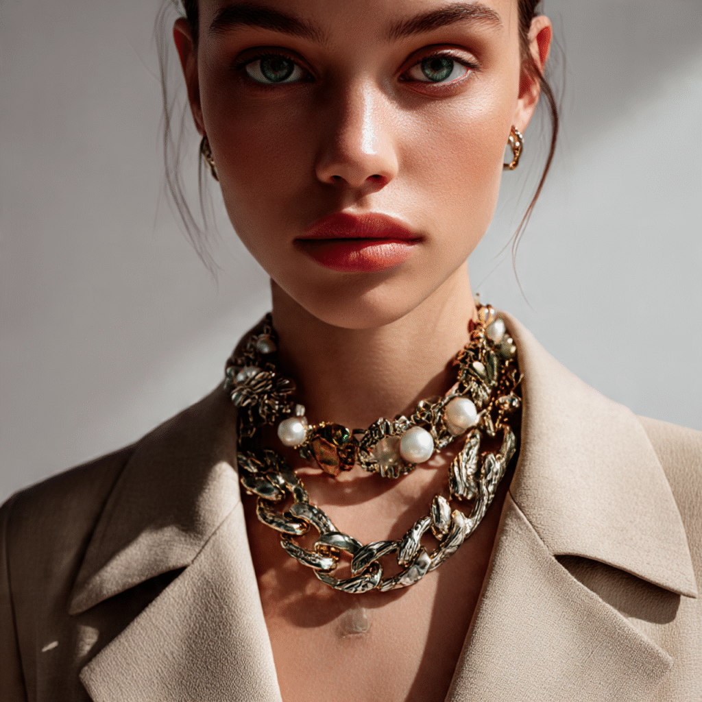 Trendy girls jewellery featuring bold statement necklace